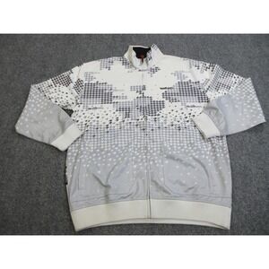 VINTAGE Ecko Unltd Track Jacket‎ Mens XL White Break Apart Houndstooth Full Zip